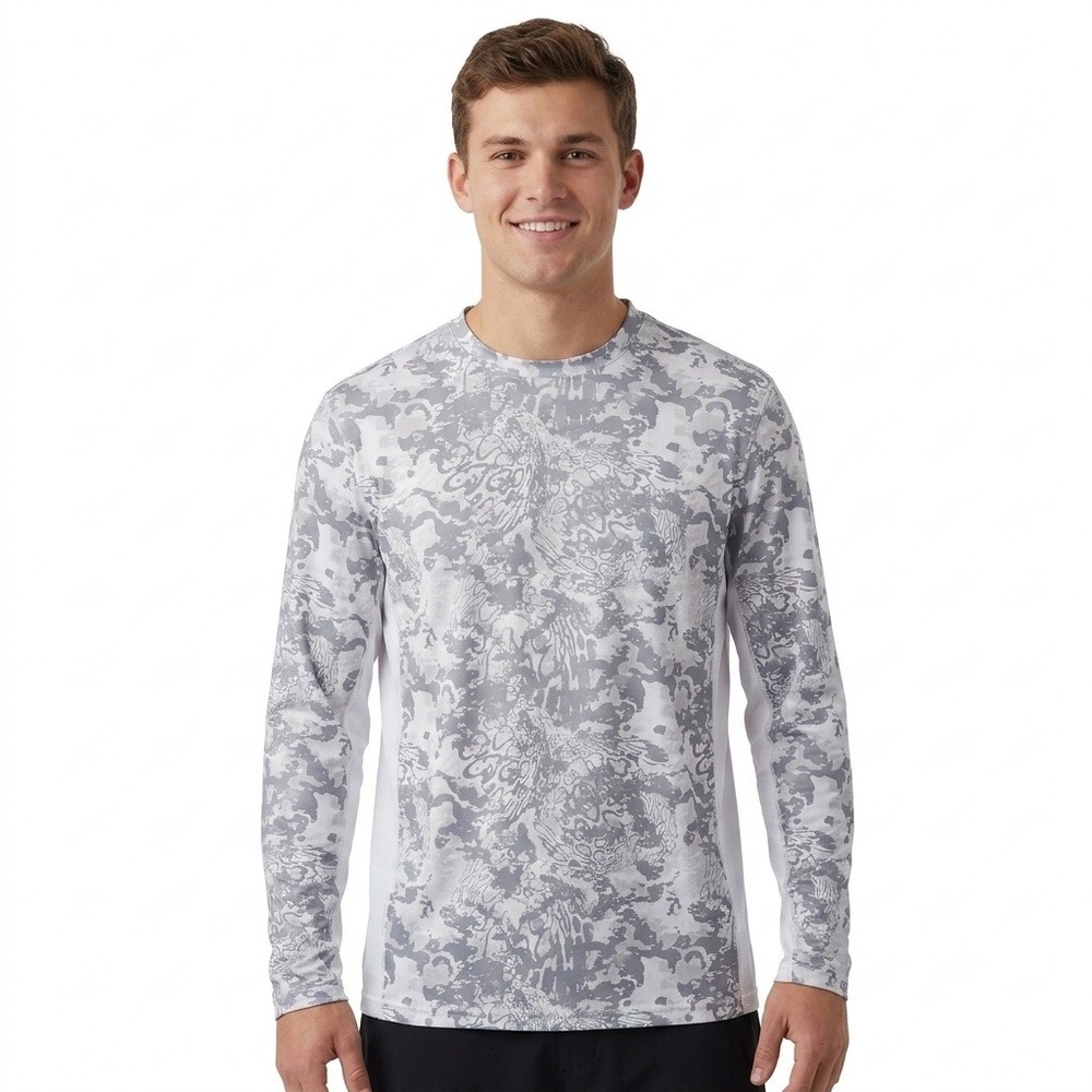 HUK Tide Change Men's Size Large Gray Camo Long Sleeve Outdoor Fishing Shirt‎